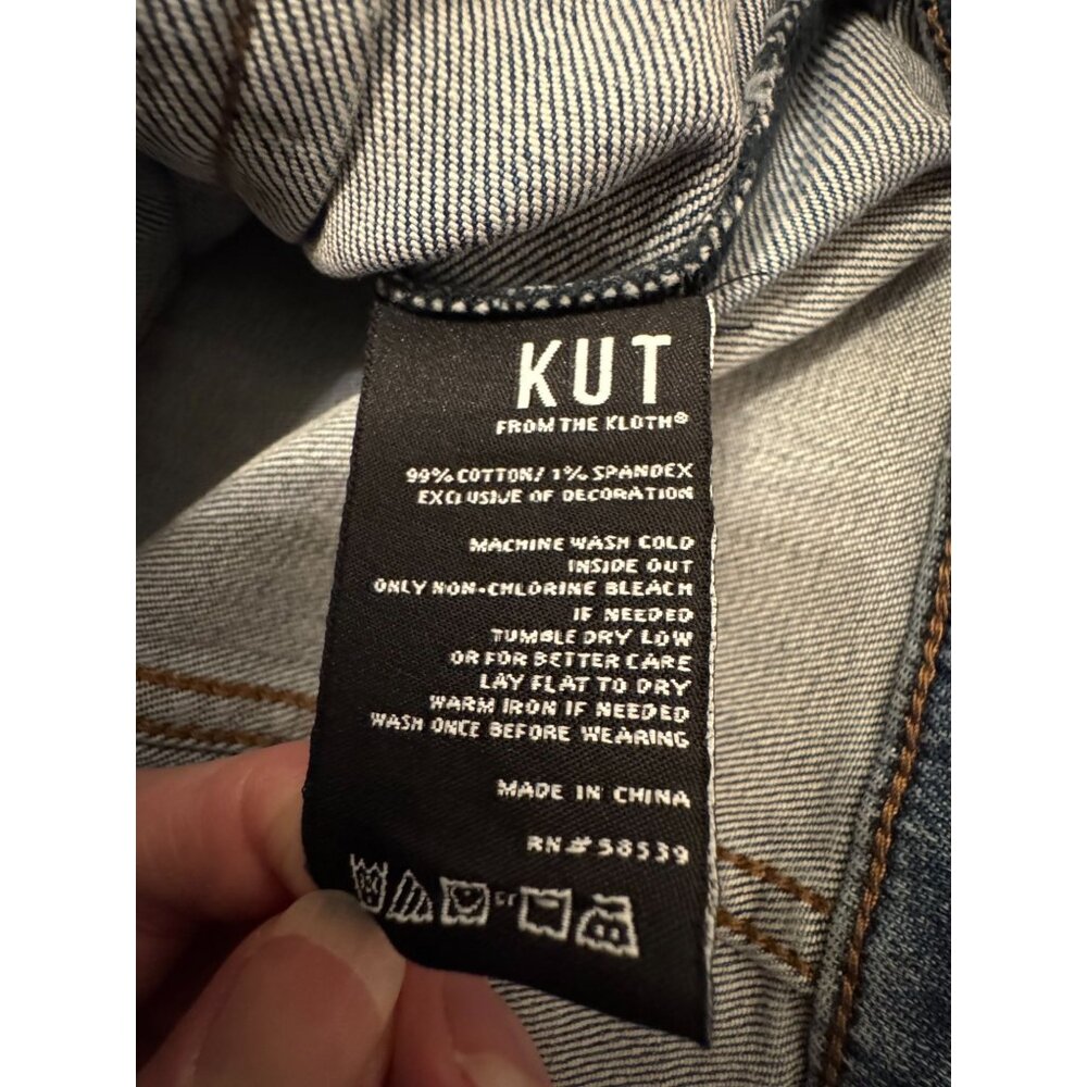 NWT Kut From The Kloth Womens Distressed Blue Denim Jacket S Classic Button Fron - Picture 11 of 12